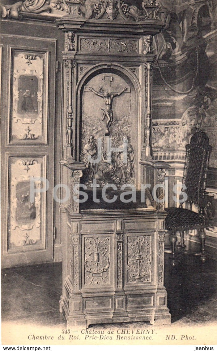 Chateau de Cheverny - Chambre du Roi - Prie Dieu Renaissance - 343 - castle - old postcard - France - used
