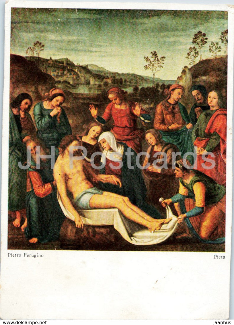 painting by Pietro Perugino - Pieta - Italian art - 1963 - Germany - used - JH Postcards