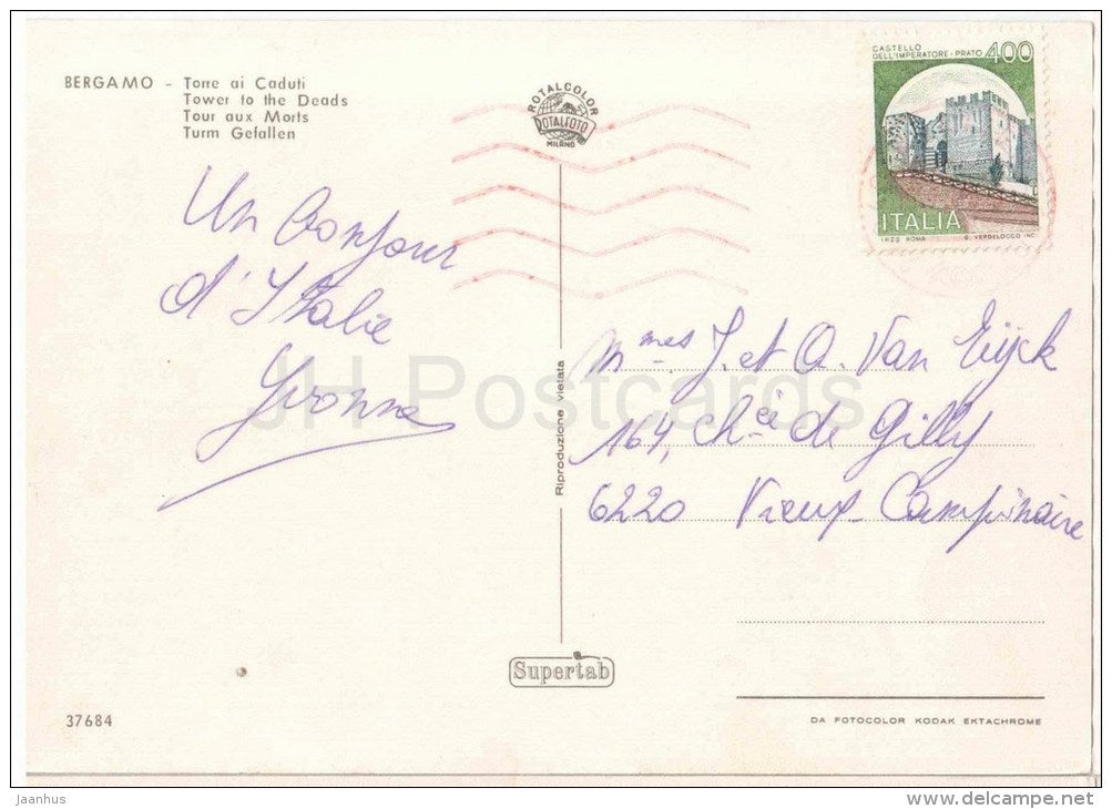 Torre ai Caduti - Tower to the Deads - Bergamo - Lombardia - 37684 - Italia - Italy - used - JH Postcards