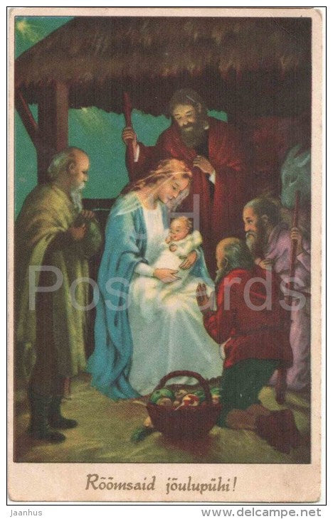 christmas greeting card - Mary and Jesus - 7648/1 -old postcard - unused - JH Postcards