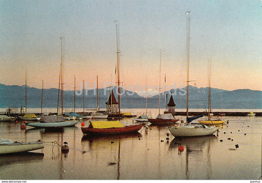 Morges - Le Port au crepuscule - the harbour at twilight - sailing boat - 2870 - Switzerland - unused - JH Postcards