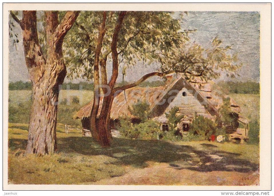 painting by I. Levitan - Landscape - Farm House - Russian art - 1955 - Russia USSR - unused - JH Postcards