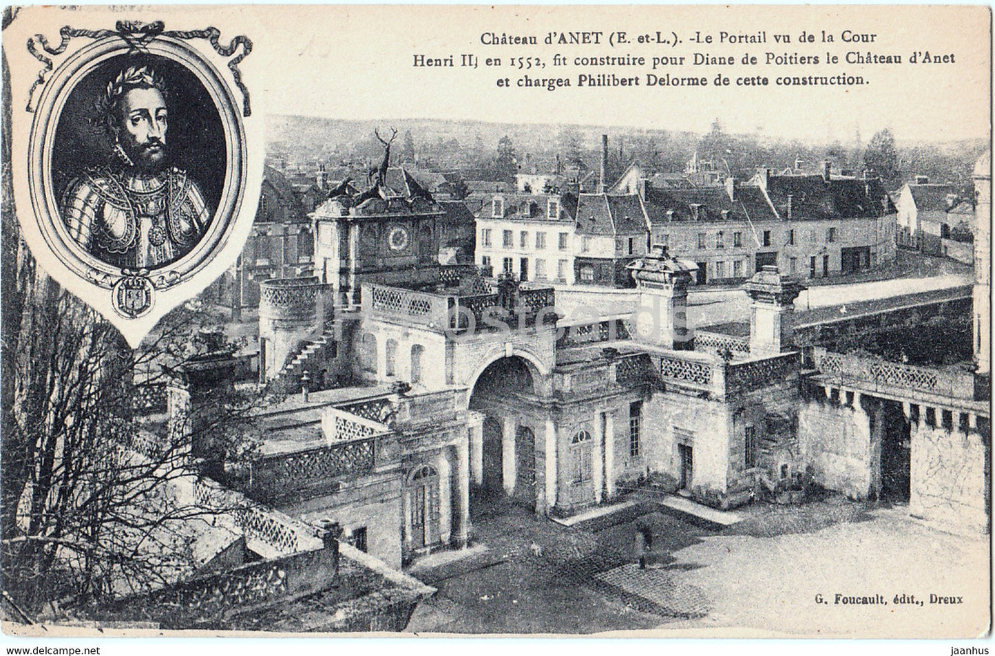 Chateau d'Anet - Le Portail vu de la Cour Henri II - castle - old postcard - France - unused - JH Postcards