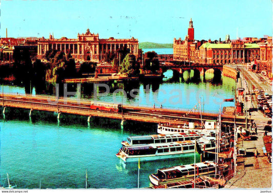 Stockholm - Riksdagshuset - boat - bridge - 236 - 1982 - Sweden - used - JH Postcards
