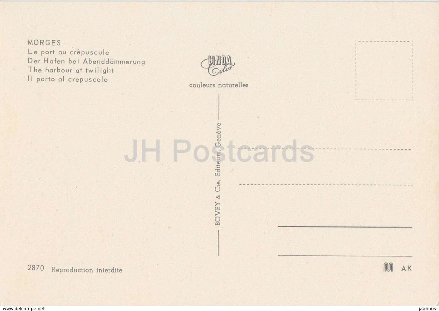 Morges - Le Port au crépuscule - le port au crépuscule - voilier - 2870 - Suisse - inutilisé