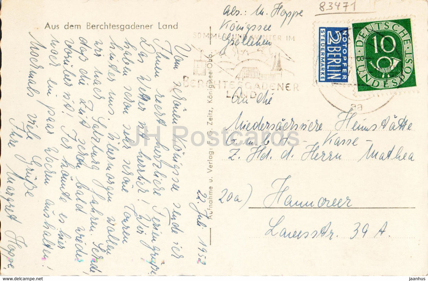Der Konigssee - Aus dem Berchtesgadener Land - old postcard - 1952 - Germany - used