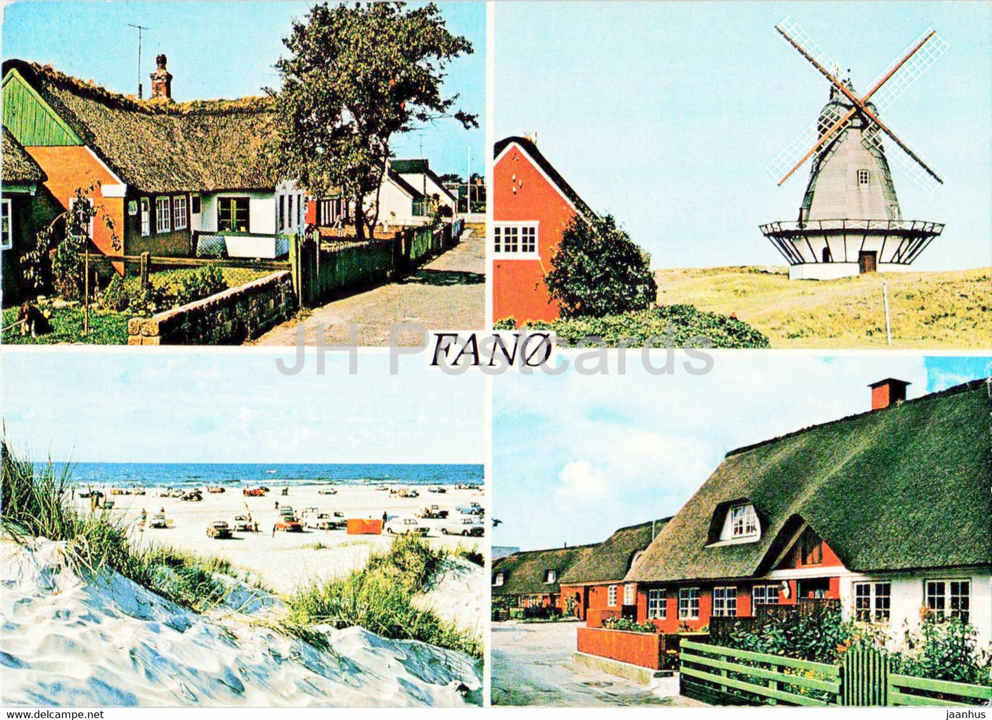 Fano - windmill - town views - beach - multiview - 1980 - Denmark - used - JH Postcards