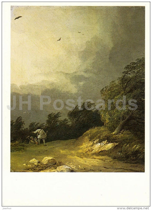 painting by M. Lebedev - Windy Day , 1833 - Russian art - 1984 - Russia USSR - unused - JH Postcards