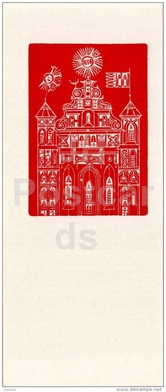 illustration by Vladas Zilius - Bernardine Church - Vilnius - 1968 - Lithuania USSR - unused - JH Postcards