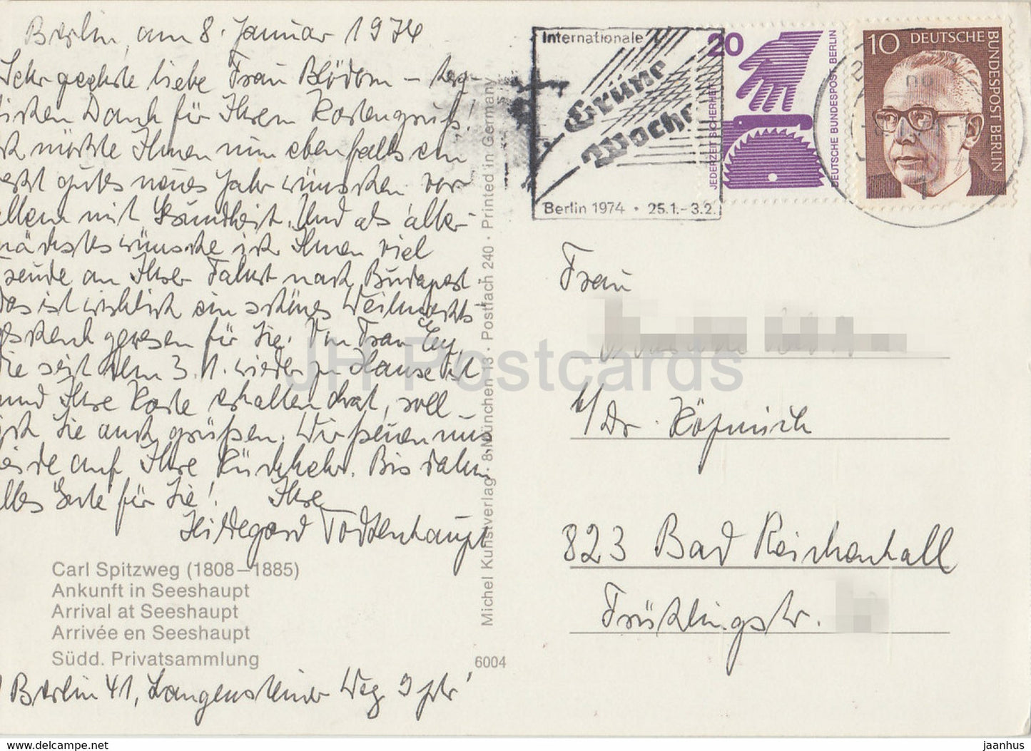 Gemälde von Carl Spitzweg – Ankunft in Seeshaupt – Deutsche Kunst – 1974 – Deutschland – gebraucht