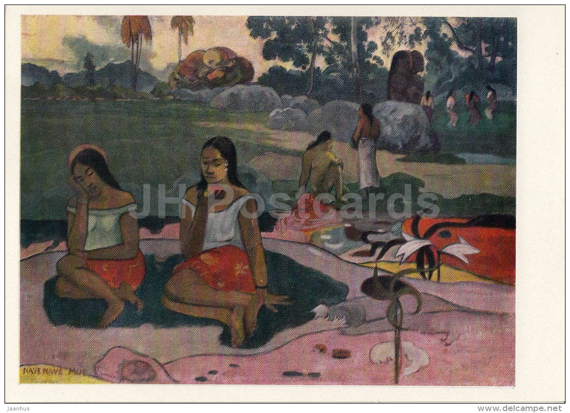 painting by Paul Gauguin - The Marvellous Stream , 1894 - women - French Art - 1970 - Russia USSR - unused - JH Postcards