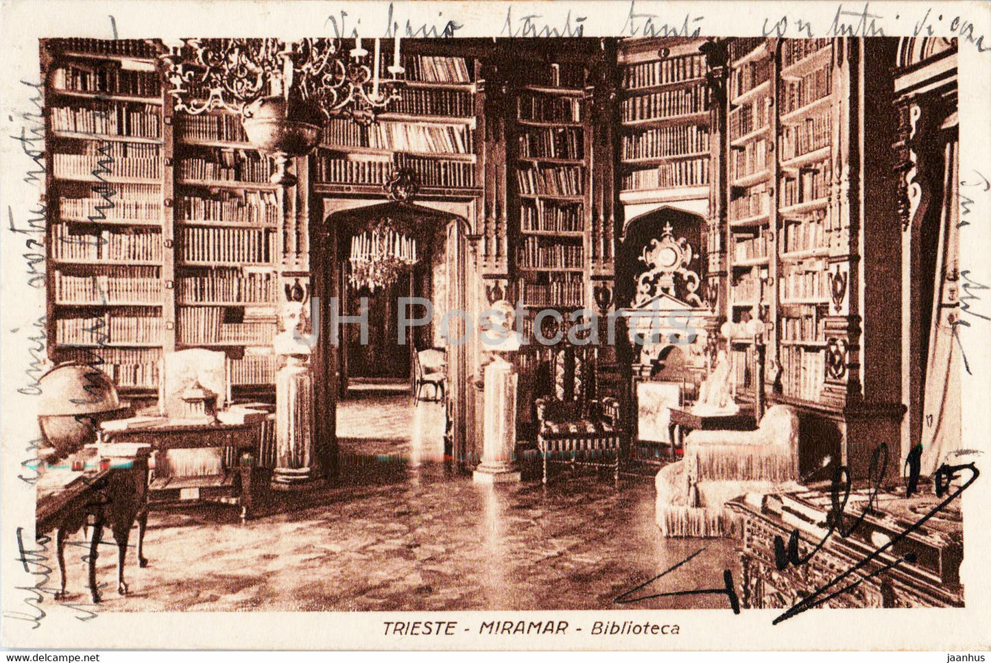 Trieste - Miramar - Biblioteca - library - old postcard - 1931 - Italy - used - JH Postcards