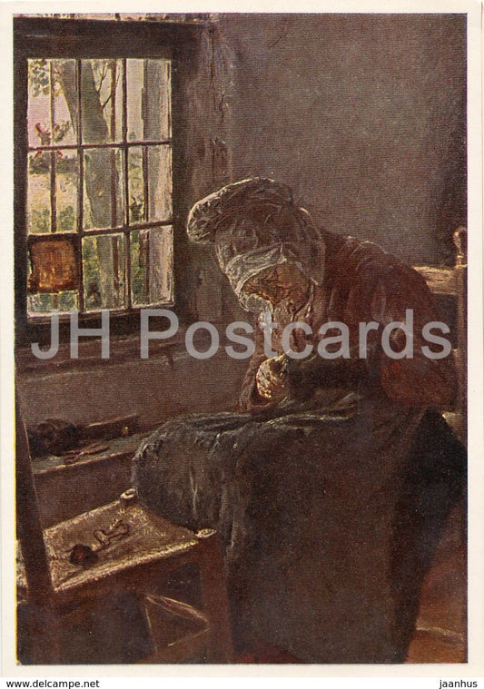 painting by Max Liebermann - Alte Frau am Fenster - At the Window - German art - Germany DDR - unused - JH Postcards