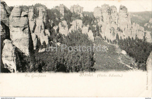 Die Gansfelsen - Bastei - Sachs Schweiz - 198 - old postcard - Germany - unused - JH Postcards