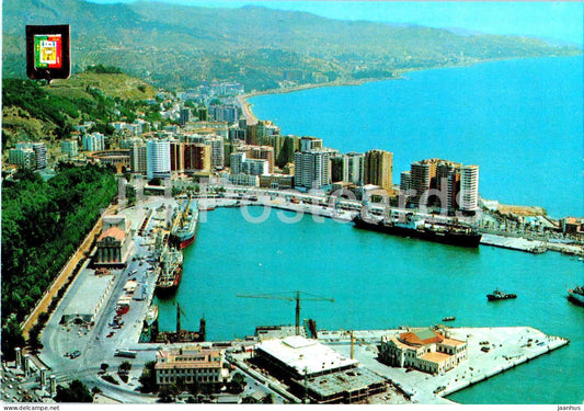 Malaga - Costa Del Sol - Vista aerea del puerto - Aerial view of the port - ship - 111 - Spain - used - JH Postcards