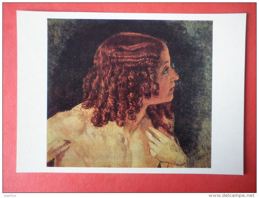 painting by Alexander Andreyevich Ivanov - Head of John the Theologian , 1837-1857 - russian art - unused - JH Postcards