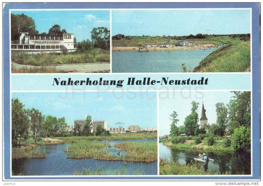 Naherholung Halle-Neustadt - Angersdorfer Teiche -gaststätte Piratennest - Südpark - Germany - 1988 gelaufen - JH Postcards