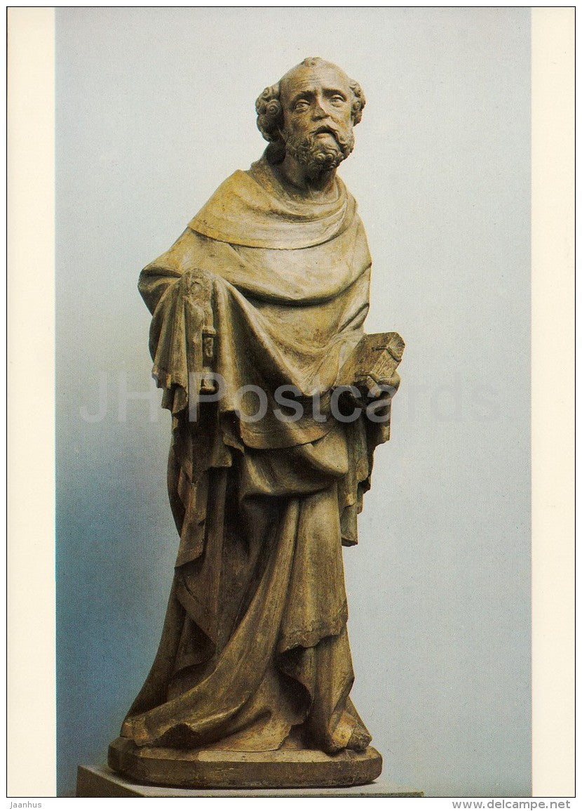 sculpture by Master of the Cesky Krumlov Madonna - St. Peter of Slivice - Czech art - large format card - Czech - unused - JH Postcards