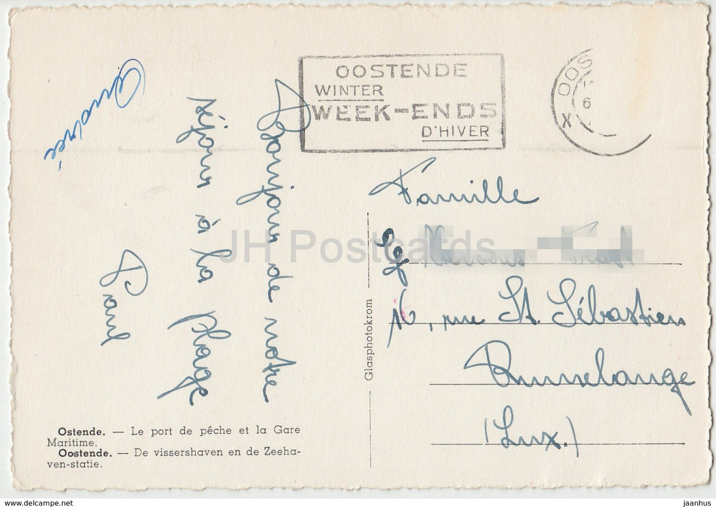 Oostende - Le Port de peche et la Gare Maritime - Fischereihafen - Segelboot - Belgien - gebraucht