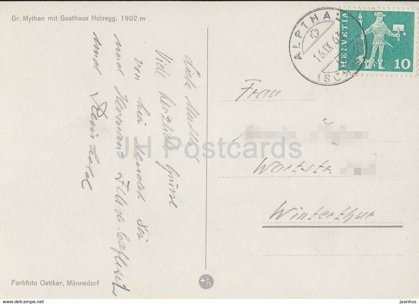 Gr Mythen mit Gasthaus Holzegg 1902 m - 1963 - Suisse - occasion