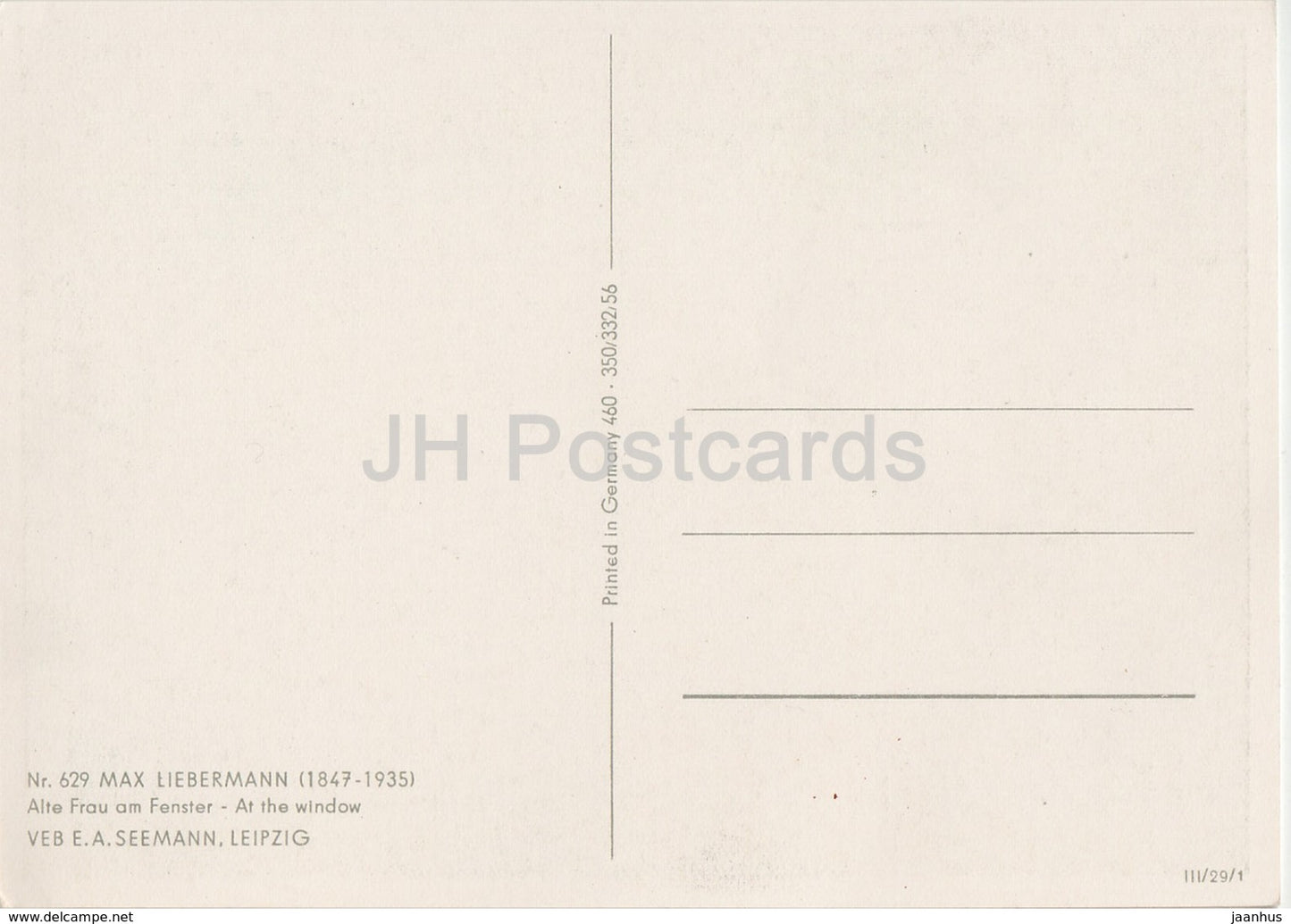 Gemälde von Max Liebermann – Alte Frau am Fenster – Deutsche Kunst – Deutschland DDR – unbenutzt