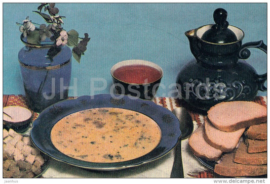 Cream soup from the Fowl - bread - Soup recipes - 1988 - Russia USSR - unused - JH Postcards