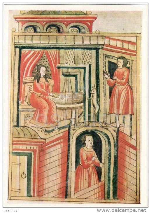 Fevronia and boy-servant - miniature - The Tale of Peter and Fevronia - 1971 - Russia USSR - unused - JH Postcards