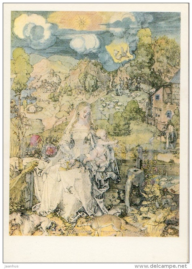 Painting by Albrecht Dürer - Madonna mit den Tieren - Madonna with Animals - German art - Germany - used - JH Postcards