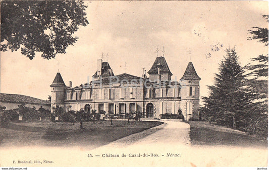 Chateau de Cazal du Bos - Nerac - castle - 44 - old postcard - 1905 - France - used - JH Postcards