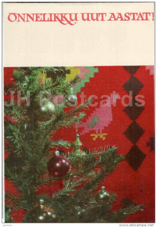 New Year greeting card - fir tree - decorations - 1974 - Estonia USSR - unused - JH Postcards