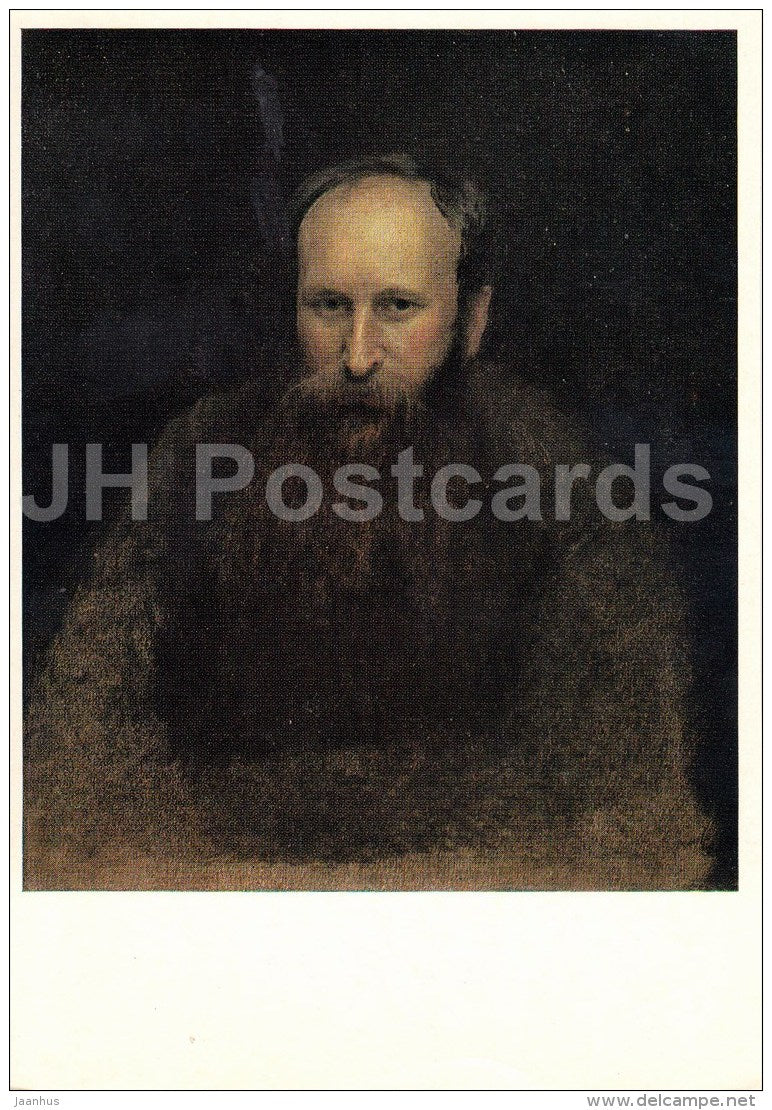 painting by I. Kramskoy - Portrait of Artist V. Vereshchagin , 1884 - man - Russian Art - 1974 - Russia USSR - unused - JH Postcards