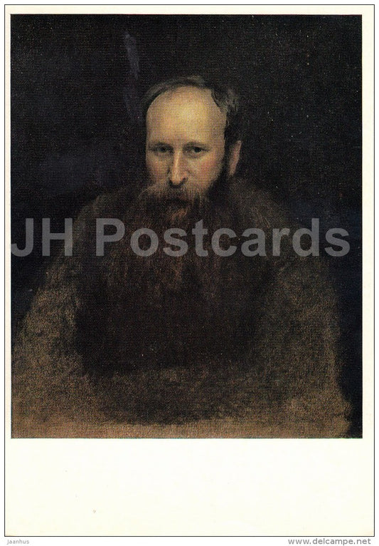 painting by I. Kramskoy - Portrait of Artist V. Vereshchagin , 1884 - man - Russian Art - 1974 - Russia USSR - unused - JH Postcards