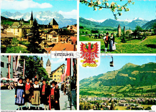 Kitzbuhel - Tirol - gegen Wilden Kaiser - gegen Suden - Hauptstrasse - folk costumes - Austria - unused - JH Postcards