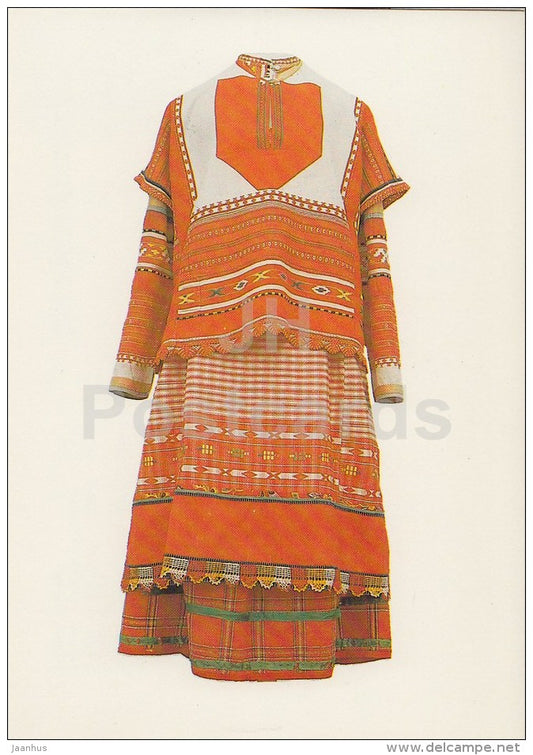 Woman´s Garments , Ryazan Region - folk costumes - Russian Folk Art - 1988 - Russia USSR - unused - JH Postcards