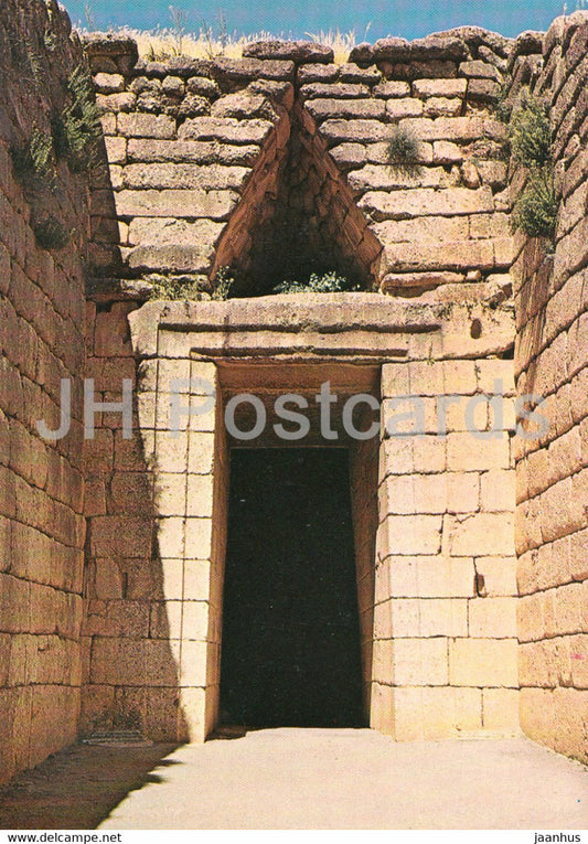 Mycenae - Entrance to the tholos tomb called Treasury of Atreas - Ancient Greece - 1982 - Greece - unused - JH Postcards