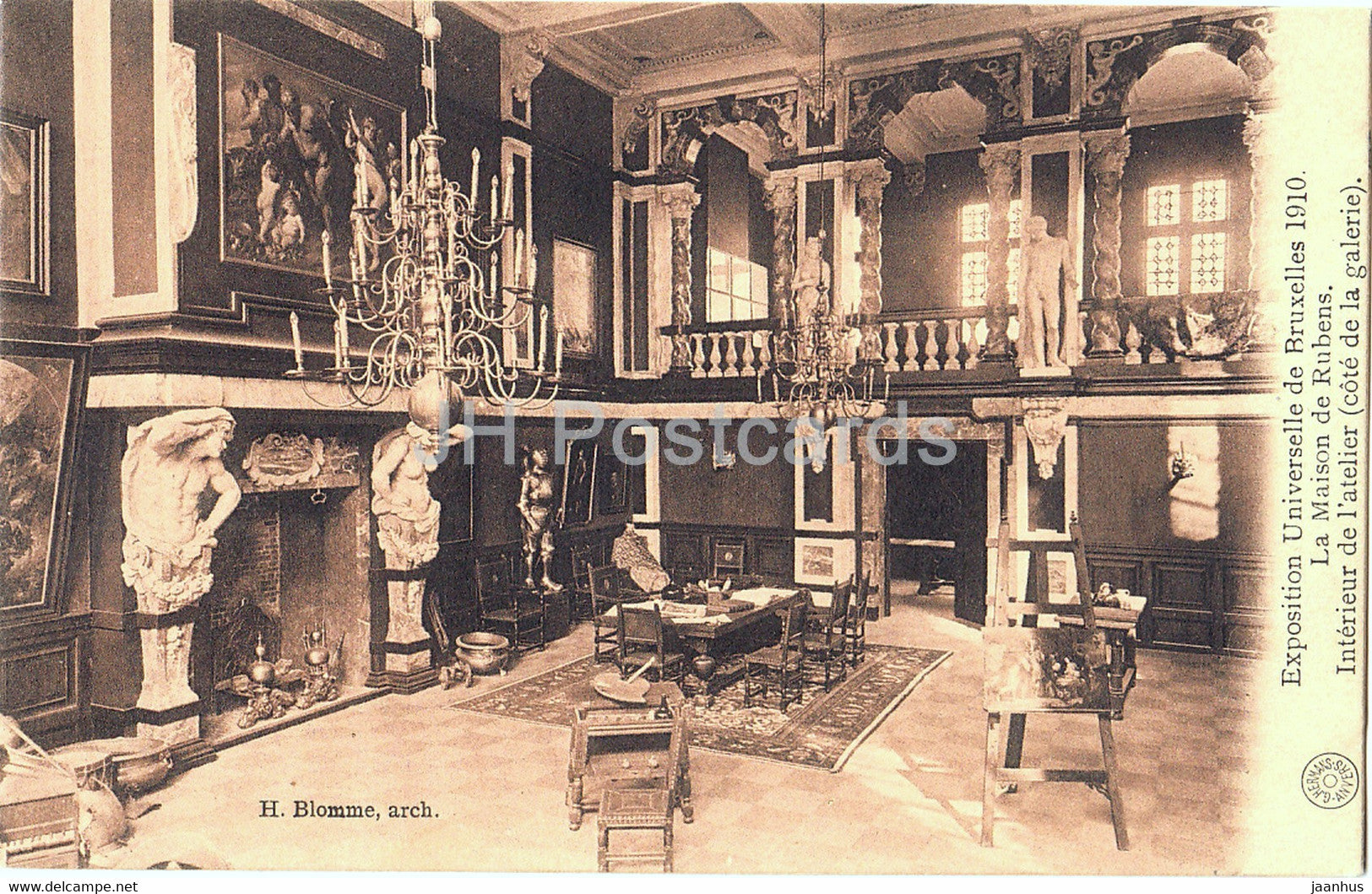Exposition Universelle de Bruxelles 1910 - La Maison de Rubens - interieur - old postcard - Belgium - unused - JH Postcards