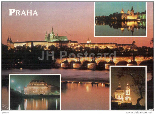 Praha - Prague - Prague Castle - Smetanovo museum - National theatre - Czechoslovakia - Czech - used 1983 - JH Postcards