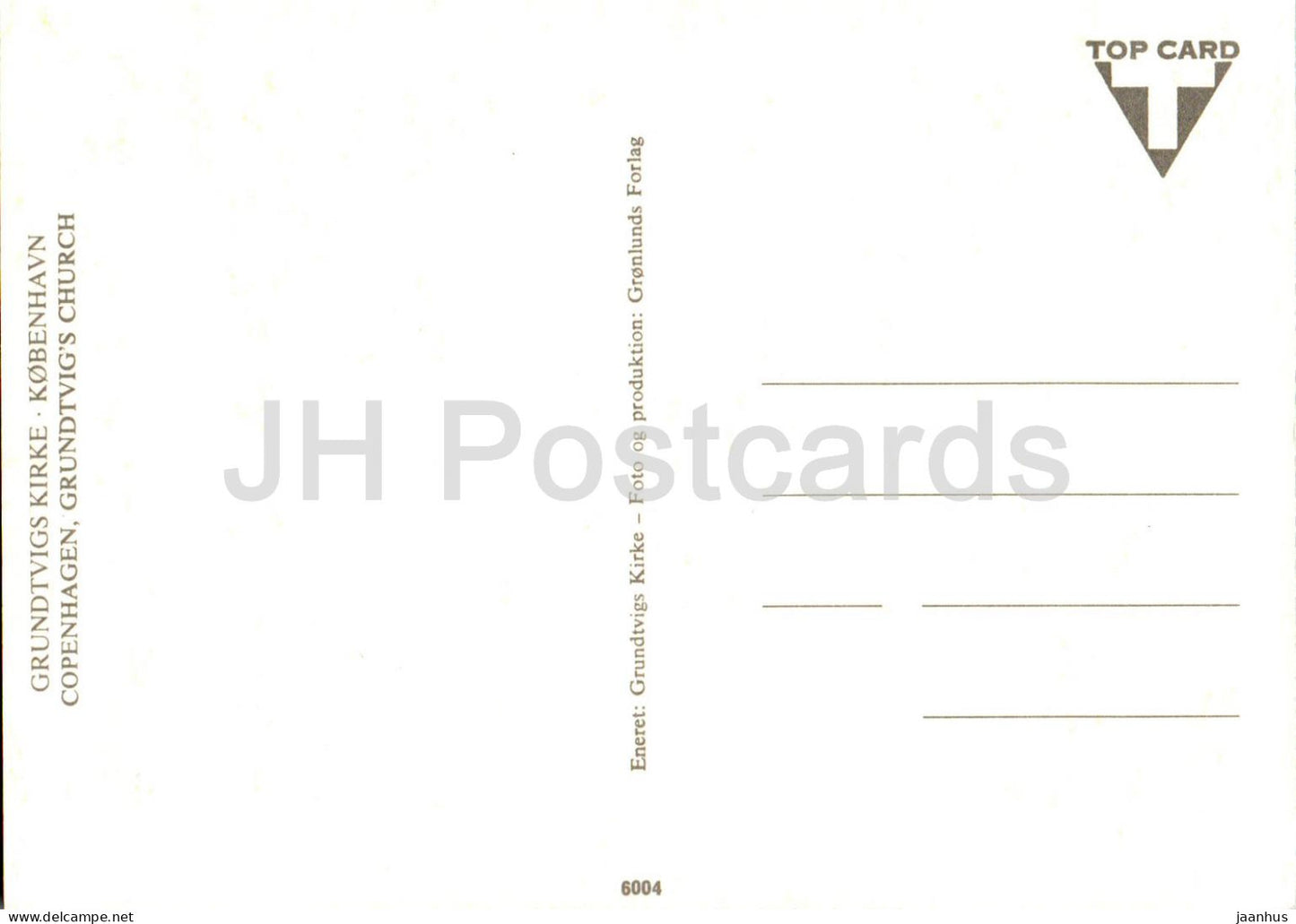 Copenhague - Kobenhavn - Grundtvigskirken - Église Grundtvigs - 6004 - Danemark - inutilisé 