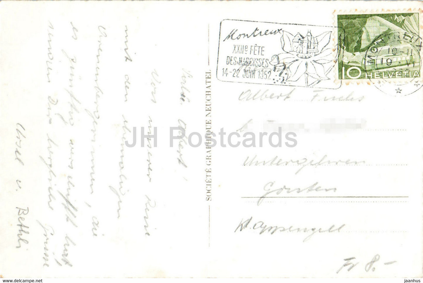 Montreux - Clarens - 7730 - 1952 - old postcard - Switzerland - used