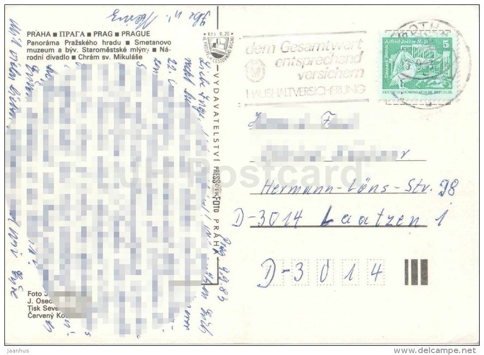 Praha - Prague - Prague Castle - Smetanovo museum - National theatre - Czechoslovakia - Czech - used 1983 - JH Postcards