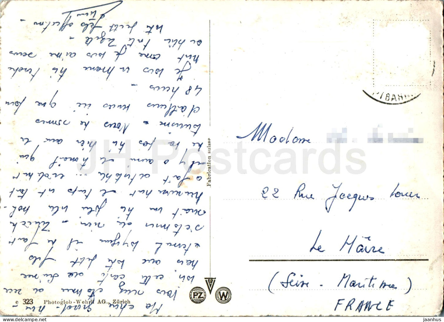 Zurich - night view - 323 - old postcard - Switzerland - used