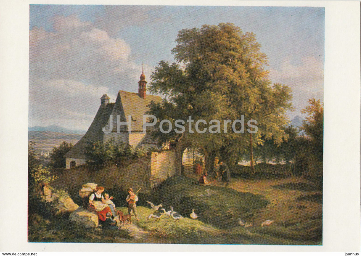 painting by Ludwig Richter - St Annenkirche zu Graupen in Bohmen - German art - 1982 - Germany - unused - JH Postcards