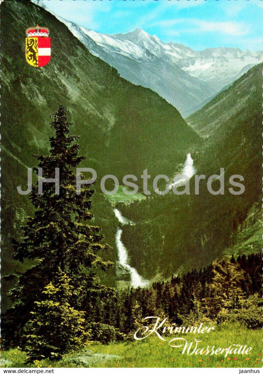 Krimmler Wasserfalle gegen Schieferspitze und Dreiherrenspitze - waterfall - Austria - unused - JH Postcards