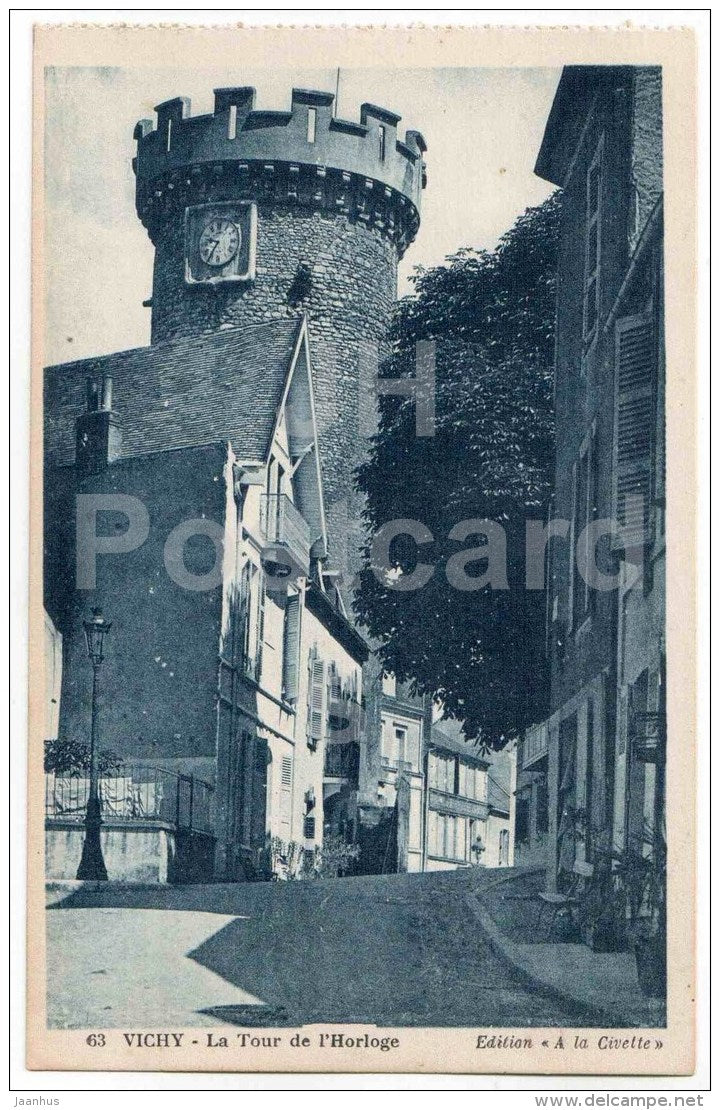 La Tour de l´Horloge - The Clock Tower - 63 - spring - Vichy - Allier - France - unused - JH Postcards