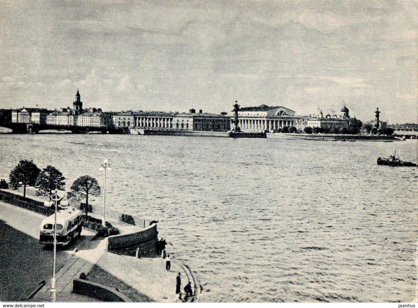 Leningrad - St Petersburg - Spit of Vasilyevsky Island - old postcard - 1957 - Russia USSR - unused - JH Postcards
