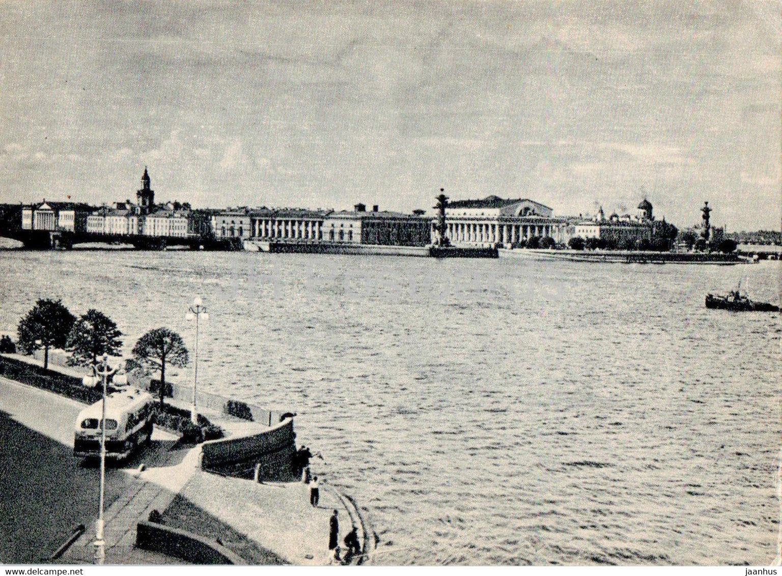 Leningrad - St Petersburg - Spit of Vasilyevsky Island - old postcard - 1957 - Russia USSR - unused - JH Postcards