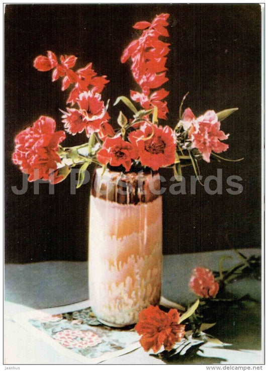 Pinks and Sage flowers - flowers - Vietnam - unused - JH Postcards