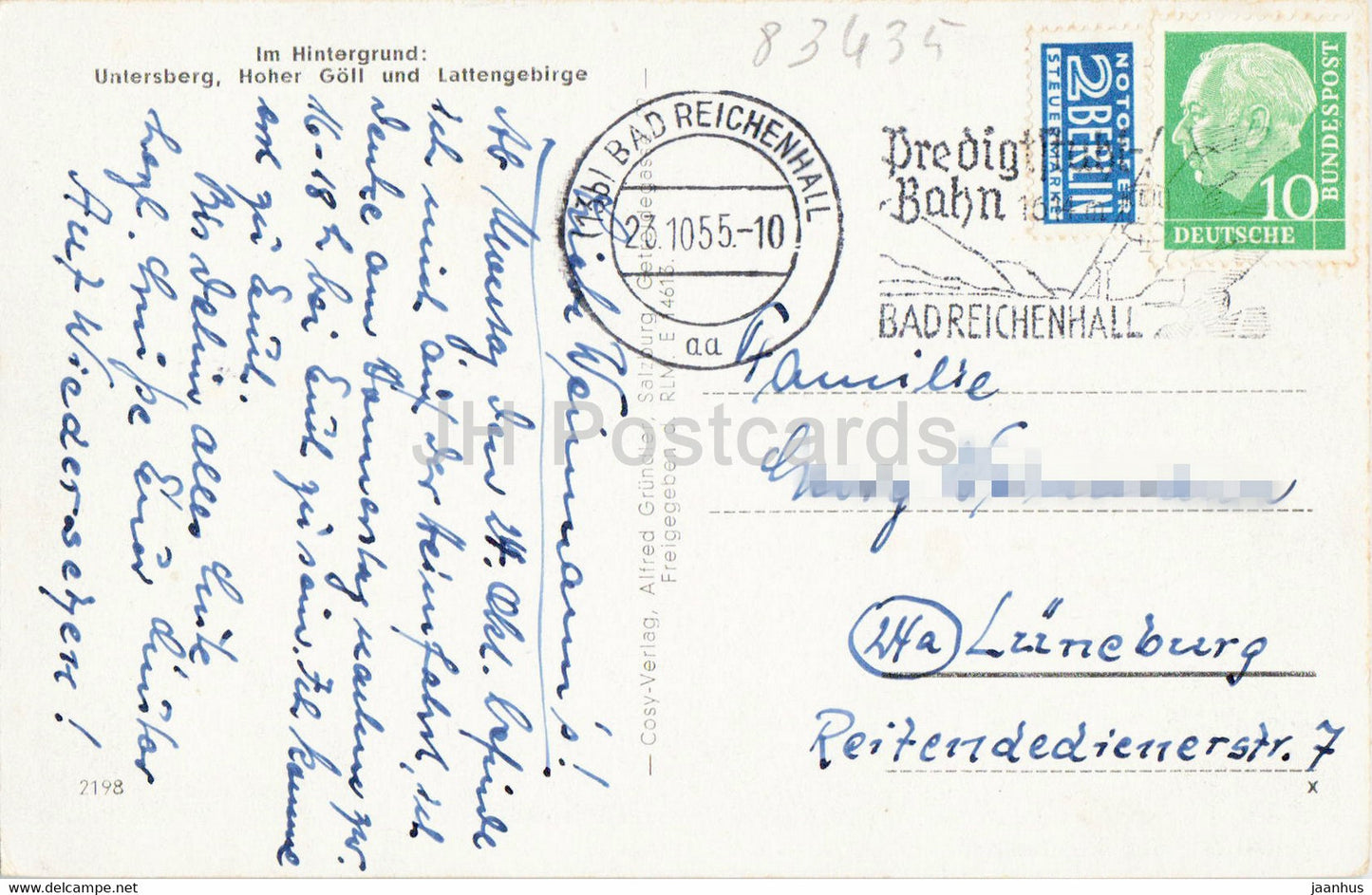 Weltkurort Bad Reichenhall - Hoher Goll 2522 m - old postcard - 1955 - Germany - used