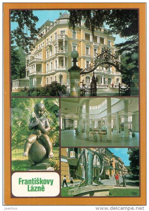 Frantiskovy Lazne - spa - sanatorium Imperial - Frantiska sculpture - Purkyne - Czechoslovakia - Czech - unused - JH Postcards