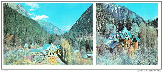 hotel Sunny Valley in autumn and winter - Karachay-Cherkessia - Russia USSR - 1983 - unused - JH Postcards
